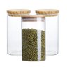 Kit 3 Potes Porta Mantimento Hermético Vidro Borossilicato Redondo Tampa Bambu 1,1 Litros - 1