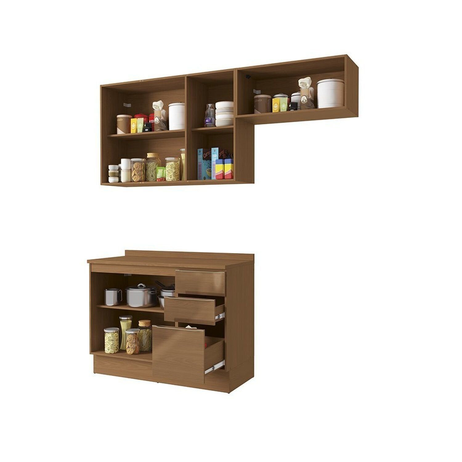 Cozinha Compacta Modulada 3 Peças Vibra Kappesberg Marrom/Canela