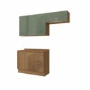 Ver imagem 2 de Cozinha Compacta Modulada 3 Peças Vibra Kappesberg Marrom/Canela/Verde Pistache Super Brilho