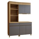 Ver imagem 2 de Cozinha Completa Modulada 3 Peças 5 Portas 2 Gavetas Torre Angular 100% MDF Realeza Premium Cinza/Carvalho/Titânio
