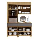 Ver imagem 4 de Cozinha Completa Modulada 3 Peças 5 Portas 2 Gavetas Torre Angular 100% MDF Realeza Premium Cinza/Carvalho/Titânio