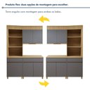 Ver imagem 6 de Cozinha Completa Modulada 3 Peças 5 Portas 2 Gavetas Torre Angular 100% MDF Realeza Premium Cinza/Carvalho/Titânio