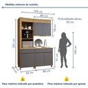 Ver imagem 3 de Cozinha Completa Modulada 3 Peças 5 Portas 2 Gavetas Torre Angular 100% MDF Realeza Premium Cinza/Carvalho/Titânio