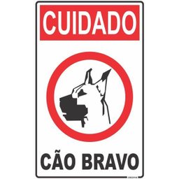 Placa de Sinalização Cuidado Cão Bravo 16x25cm. - 1
