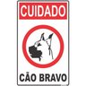 Placa de Sinalização Cuidado Cão Bravo 16x25cm. - 1