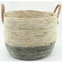 Ver imagem 1 de Cesto Elegance Seagrass Oval Alça De Couro - Jolitex