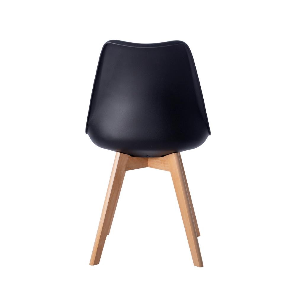 Cadeira Leda Eames Jantar Cozinha com Assento Estofado Preto - 3