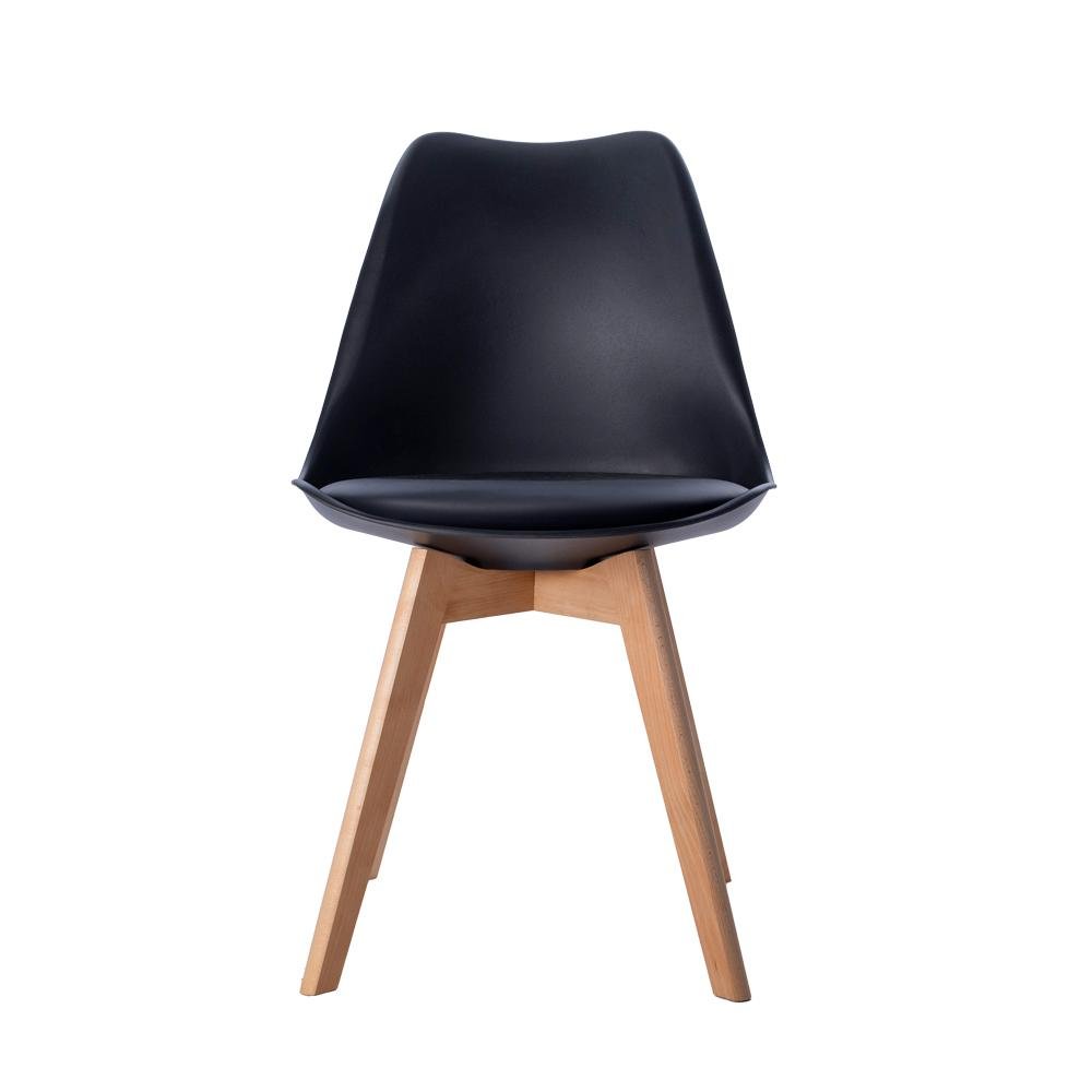 Cadeira Leda Eames Jantar Cozinha com Assento Estofado Preto - 4