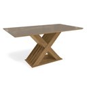 Ver imagem 1 de Mesa Multiuso Cozinha Graviola C/ Tampo Madeirado C/ Vidro 160x90cm Freijo/bronze - Kappesberg