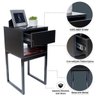 Mesa de Cabeceira Eco Industrial 30cm Preto Gaveta Superior Pés Ferro Preto para Quarto Cama - 3