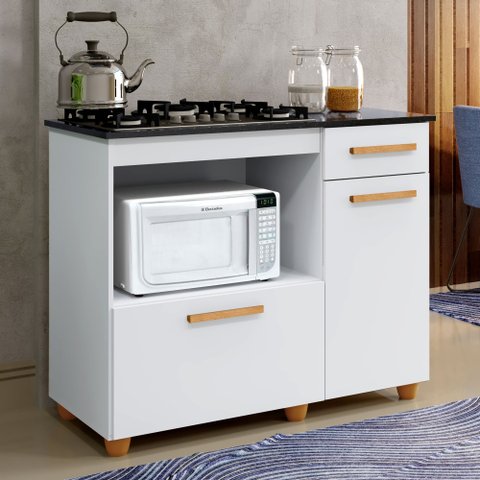 Balcão para Cooktop 2 Portas 1 Gaveta Violeta
