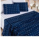 Ver imagem 2 de Jogo de Lençol Cama Queen 4 peças Micropercal 200 fios Petit Poá:Azul Marinho