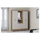 Ver imagem 4 de Guarda Roupa Solteiro Ambiente Cordoba 4 Portas Castanho Off White - Poquema