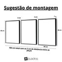 Ver imagem 3 de Kit 3 Quadros Verde Dourado Aquarela 60x80 com Vidro:preta