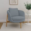 Ver imagem 2 de Poltrona Decorativa Austin Base Madeira Bouclé Azul Claro - Nexta Casa