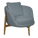 Ver imagem 1 de Poltrona Decorativa Austin Base Madeira Bouclé Azul Claro - Nexta Casa