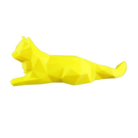 Gato 28 Cm De Comprimento - Estatueta - Decoração - Toque 3D:Amarelo