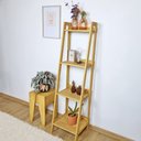 Ver imagem 1 de Estante Tipo Escada Vitória 4 Prat 150ax40lx38p em Madeira de Pinus Cubomob Mel