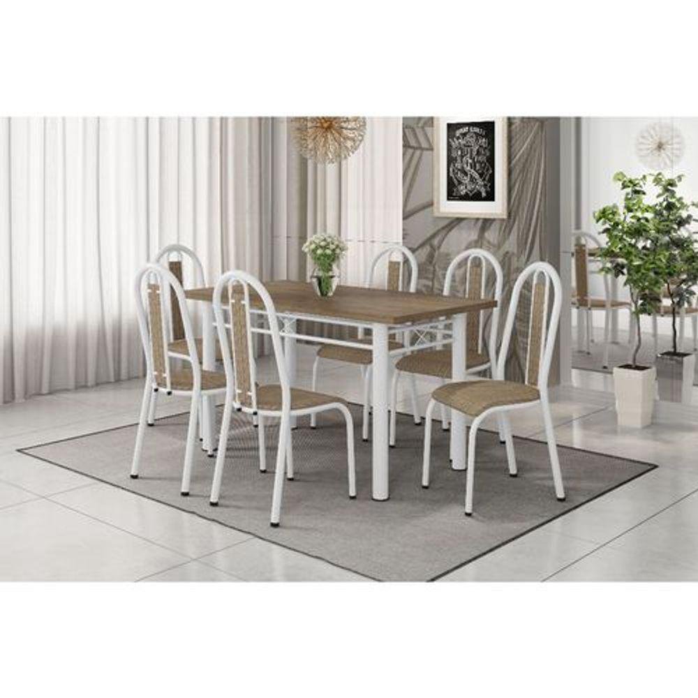 Mesa 136cm 6 Cadeiras 058 Branco - 1