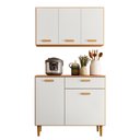Ver imagem 4 de Kit Combo Cozinha Compacta Balcão e Armário Aéreo Ester 5 Portas 1 Gaveta Freijo Off White Poliman