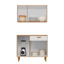 Ver imagem 3 de Kit Combo Cozinha Compacta Balcão e Armário Aéreo Ester 5 Portas 1 Gaveta Freijo Off White Poliman
