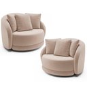 Ver imagem 1 de Kit 2 Poltronas Decorativa Giratória para Sala Kaly M22 Veludo Bege - Mpozenato