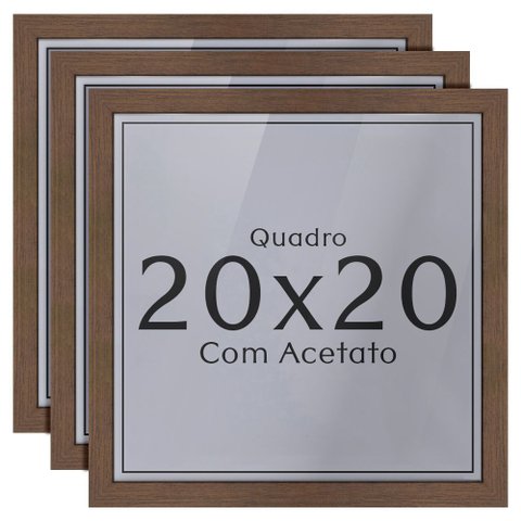 Kit 3 Unidades Moldura 20x20 Quadro com Acetato