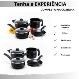 Jogo de Panelas Antiaderente 4 Peças Preto - 6