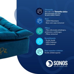 Kit 2 Camas Confort Pet Sonos Azul e Bege - 7