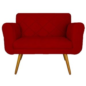 Namoradeira Decorativa Estofada Para Salão de Beleza Isabella Suede Vermelho - DL DECOR