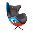 Ver imagem 2 de Kit 2 Poltronas Decorativas Egg Chair Nº20 C/regulagem de Altura Azul/laranja G53 - Gran Belo Poltro