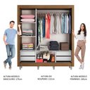 Ver imagem 5 de Guarda-roupa Casal Madesa Lyon Plus 3 Portas de Correr com Espelhos 4 Gavetas com Pés