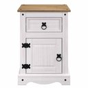 Ver imagem 2 de Mesa de Cabeceira de Madeira Maciça com 1 Porta e 1 Gaveta Branco Lavado