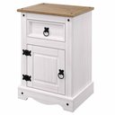 Ver imagem 1 de Mesa de Cabeceira de Madeira Maciça com 1 Porta e 1 Gaveta Branco Lavado