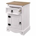 Ver imagem 3 de Mesa de Cabeceira de Madeira Maciça com 1 Porta e 1 Gaveta Branco Lavado
