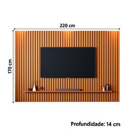 Painel para Tv Ripado até 75 Polegadas Mega 2,20m Cedro Edn - 3