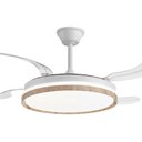 Ver imagem 1 de Ventilador de Teto Retrátil com Led 3 Cores Branco Freijó | 6 Velocidades com Controle Remoto