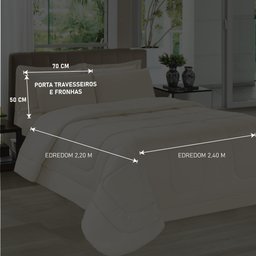 Jogo de Cama Casal 5 Peças com Edredom e Porta Travesseiros Bege Casa Dona - 4