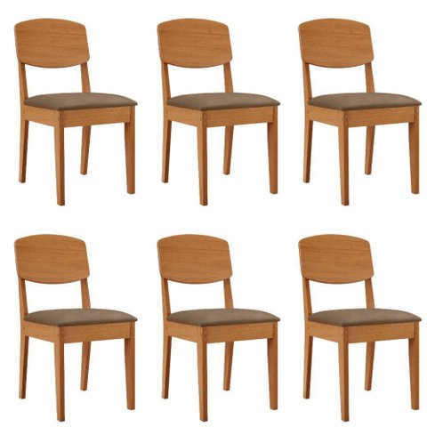 Conjunto com 6 Cadeiras Mdf Copper para Sala de Jantar Moderna Mobília