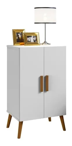 Ver imagem 3 de Sapateira Retro Luna Branca 2 Portas P/ 12 Pares -Pes de Madeira