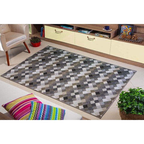 Tapete Sala Quarto 1,40 x 2,00 Game Cinza Pratik Antider.
