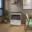 Ver imagem 2 de Balcão Armário para Fogão Cooktop 5 Bocas e Forno Elétrico Cozinha Evelyn Mobília Decor Branco