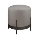 Ver imagem 2 de Puff Redondo Ágar em Linho e Base Metal Preto Linho Bege