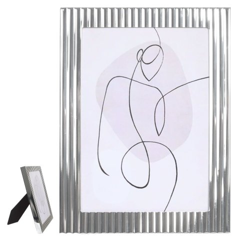 Porta Retrato MDF Foto 13x18cm Prata Flor Arte