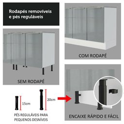 Armário de Cozinha Completa 270cm Branco Cinza Lux Madesa 01 - 9