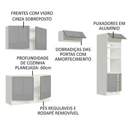 Armário de Cozinha Completa 270cm Branco Cinza Lux Madesa 01 - 5