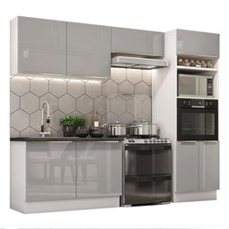 Armário de Cozinha Completa 270cm Branco Cinza Lux Madesa 01 - 3