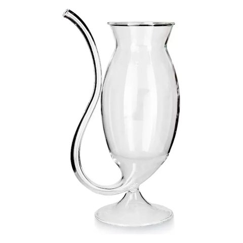Copo Taça de Vidro Cristal para Drinks Modelo Vampiro 200ml Canudo Embutido