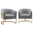 Ver imagem 1 de Kit 2 Poltronas Decorativas Sala de Estar Recepção Mavie Base de Ferro Dourado Bouclé - Amarena Móve