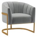 Ver imagem 6 de Kit 2 Poltronas Decorativas Sala de Estar Recepção Mavie Base de Ferro Dourado Bouclé - Amarena Móve